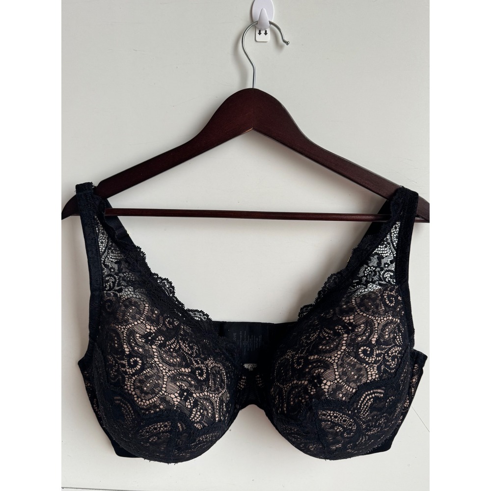 ThirdLove 24/7 Lace Contour Plunge Bra Black Nude 42F Underwire sexy Floral